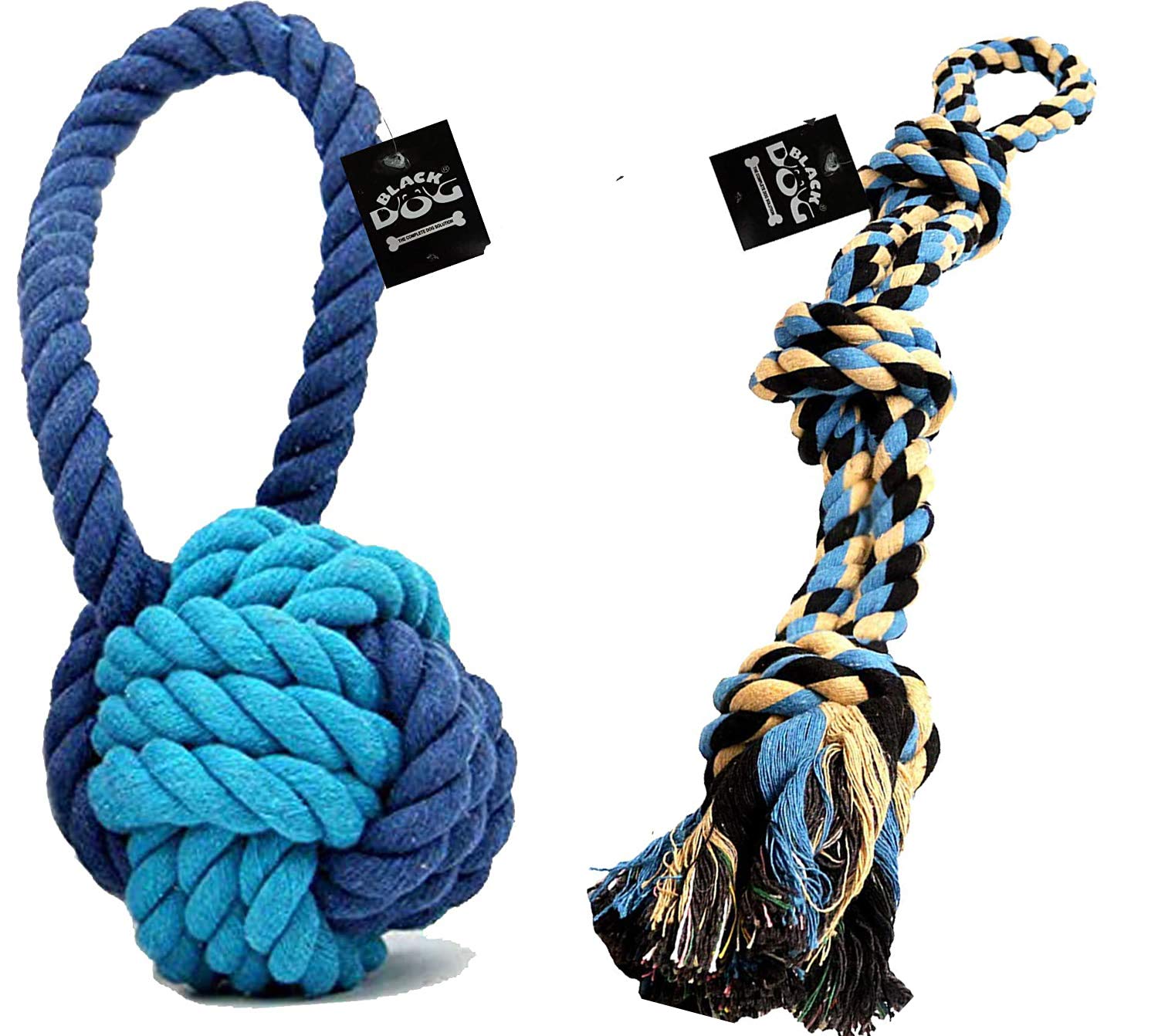 BLACK DOG Chew Toys for Dogs Rope Toys Aggressive Chewers - Set of 2 Heavy Duty XL Dog Rope Toys for Large Breed Puppy - Medium and Large Dogs for Chewing, Teething (Color May Vary) (B0825ZBRBQ) Amazon Price History, Amazon Price Tracker