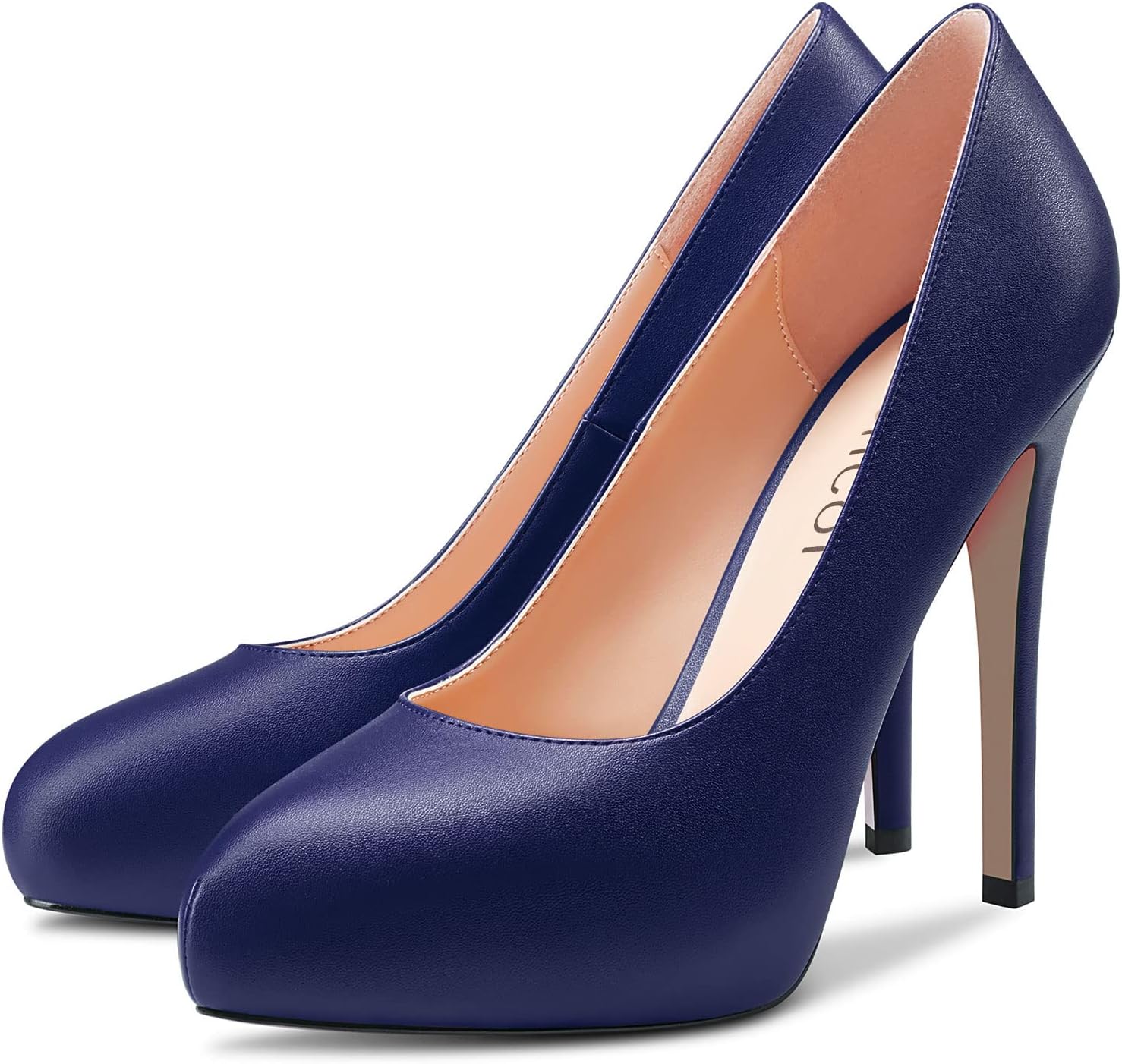 Aachcol Women Platform Pumps Round Toe Slip-on Stiletto High Heel Dress Shoes Matte Office Wedding Shopping 5 Inch