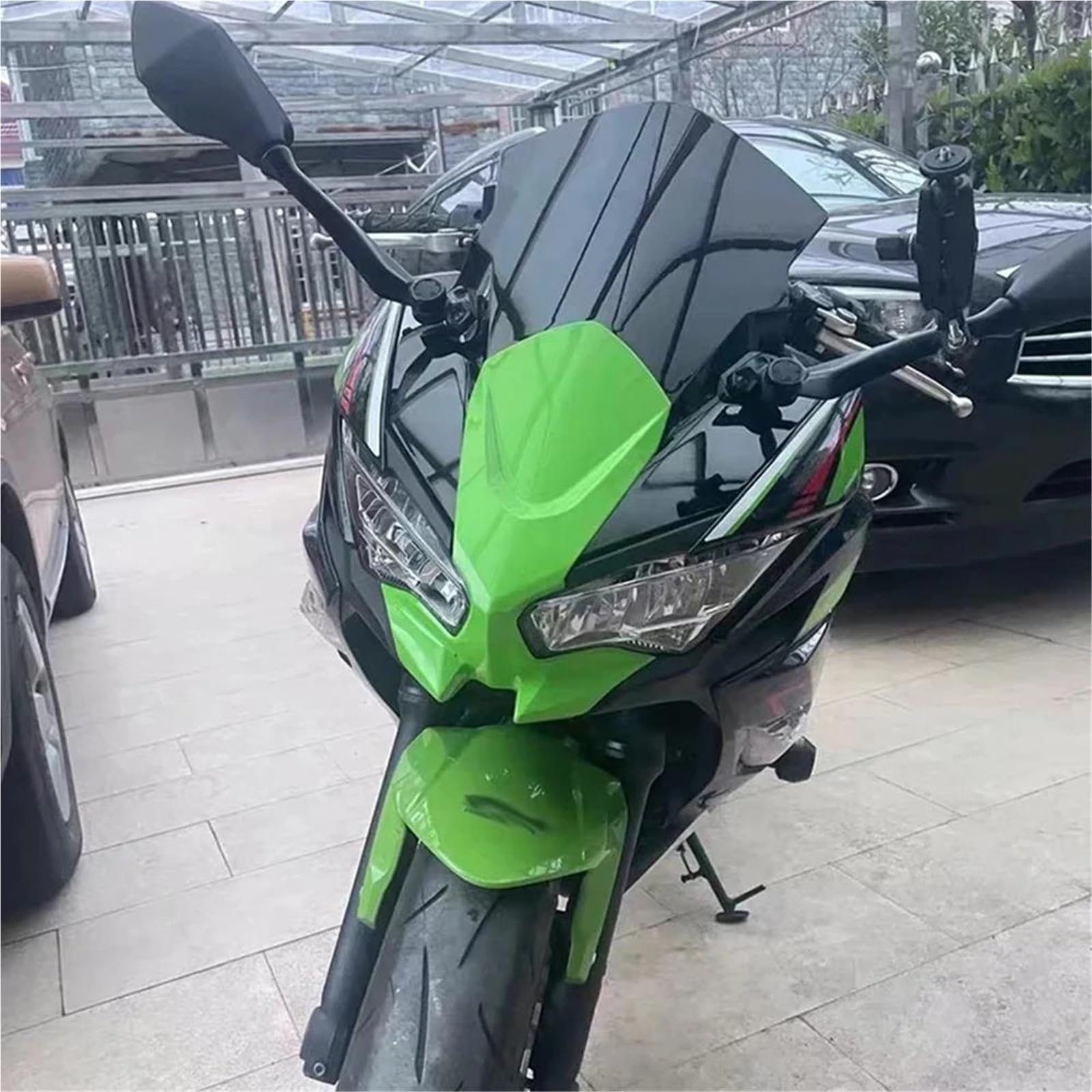 ZYSM Pare-Brise Double Bulle pour Moto, Déflecteur De Vent Et Protection pour pour Ninja 650 EX650 ER-6F ER6F 2020-2023 Avant Déflecteur Vent Motos(Noir)
