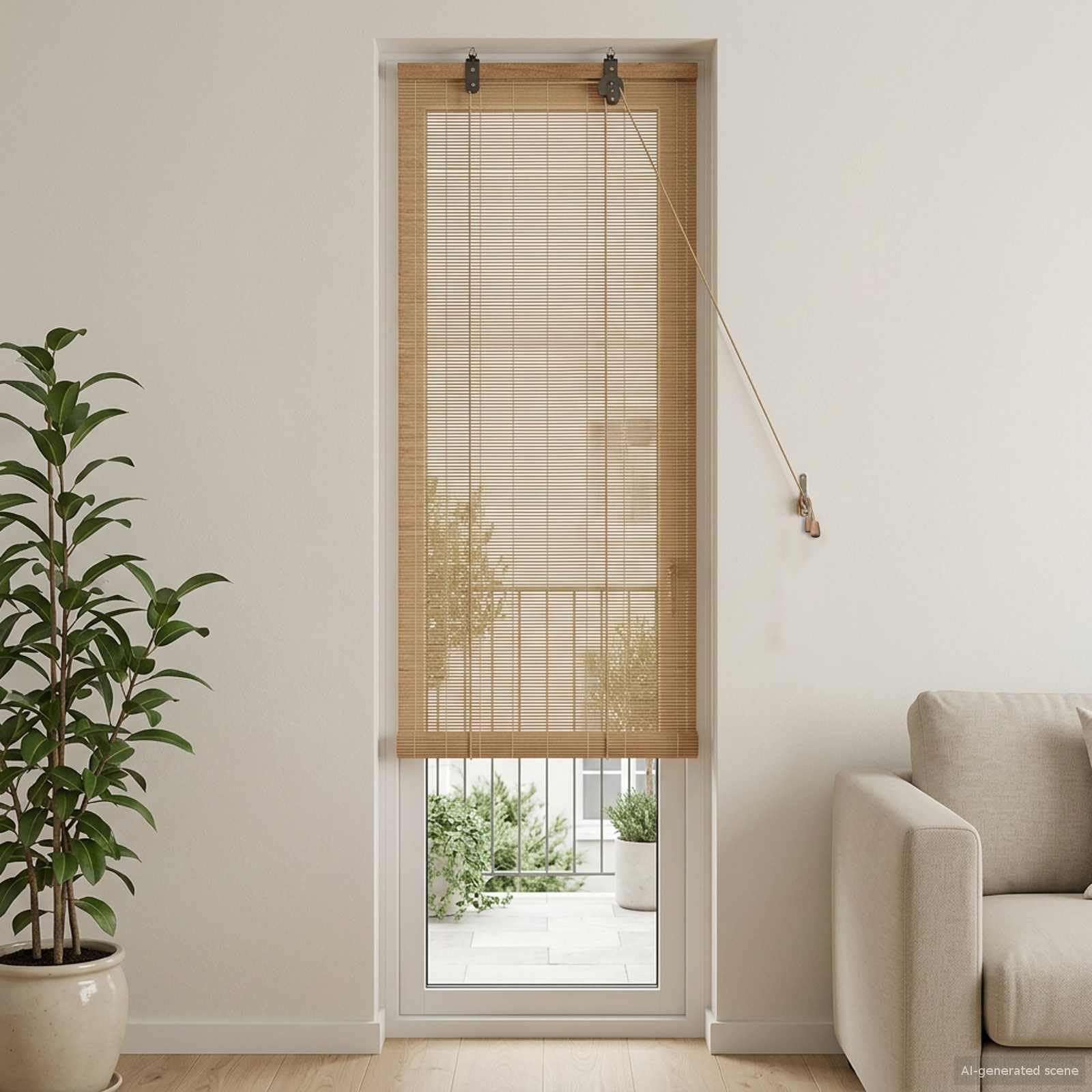 Store enrouleur en bambou marron 50 x 220 cm