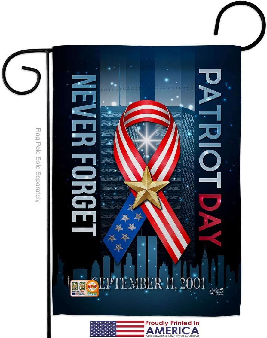 911 Never Forget Garden Flags Pack Americana Patriot Day World Planet Peace Environment Awareness United State American USA Vintage Applique Small Gift Yard House Banner 13 X 18.5