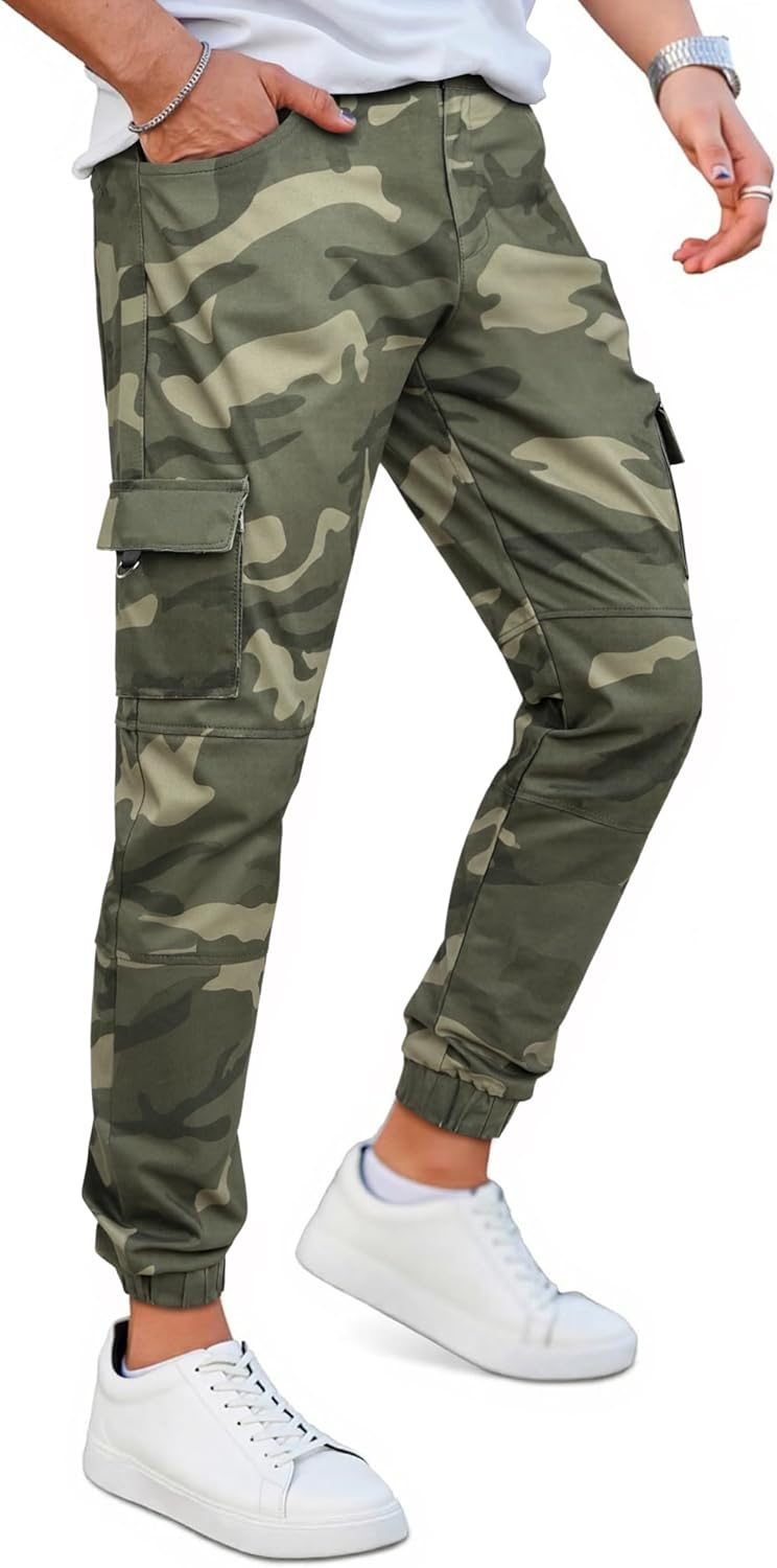 GINGTTO Mens Cargo Jogger Pants Slim Fit Stretch Zipper Pockets Thick Cotton Pants for Men - Image 6