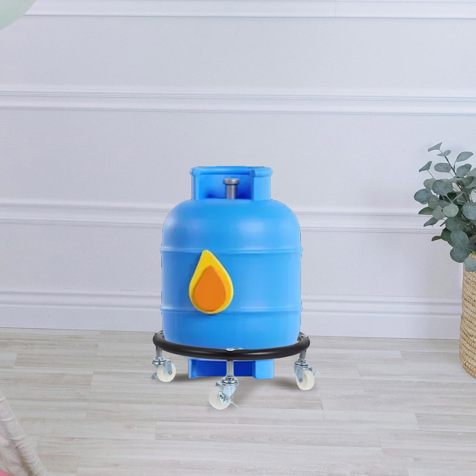 SHINEOFI Beweglicher Propan gaszylinderständer mit Bremse Runde Gasflaschenablage aus Robustem Material Mobiler Propantankhalter für Küche und Lagerung Langlebige Basis mit Gummierten