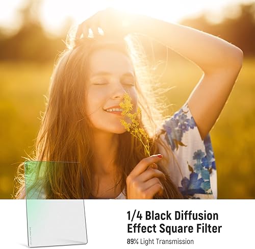 Vista 2 de NEEWER Filtro cuadrado de cine con efecto de ensueño de niebla de difusión negra de 1/4 x 5.65 pulgadas (rectangular) con vidrio óptico HD