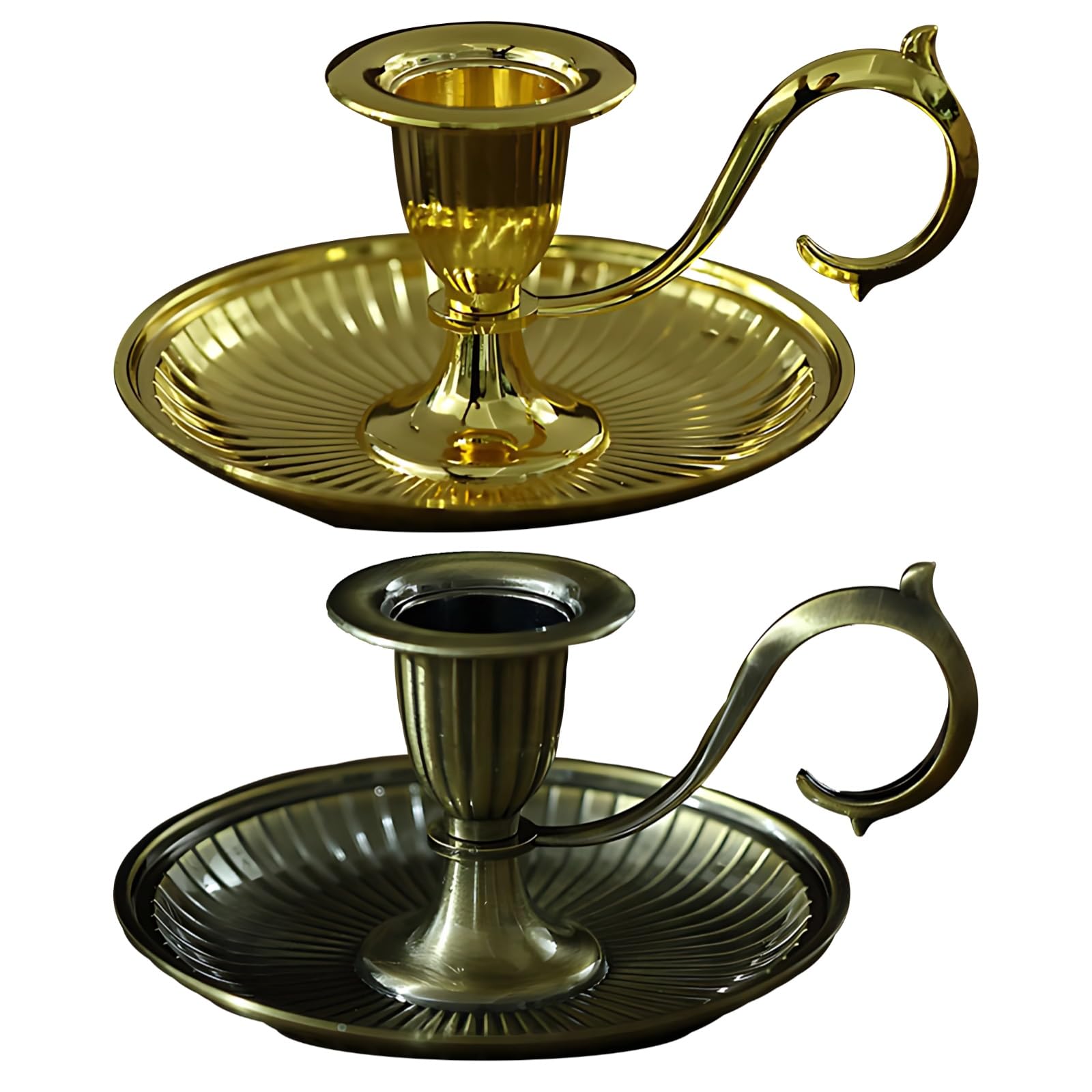 2 STK. Vintage-Kerzenhalter aus Metall mit Griff, Kupfer und Gold, konische Kerzenhalter aus Zinklegierung, dekorative Ständer für Kamin, Esstisch, Hochzeiten, Partys und Wohnräume