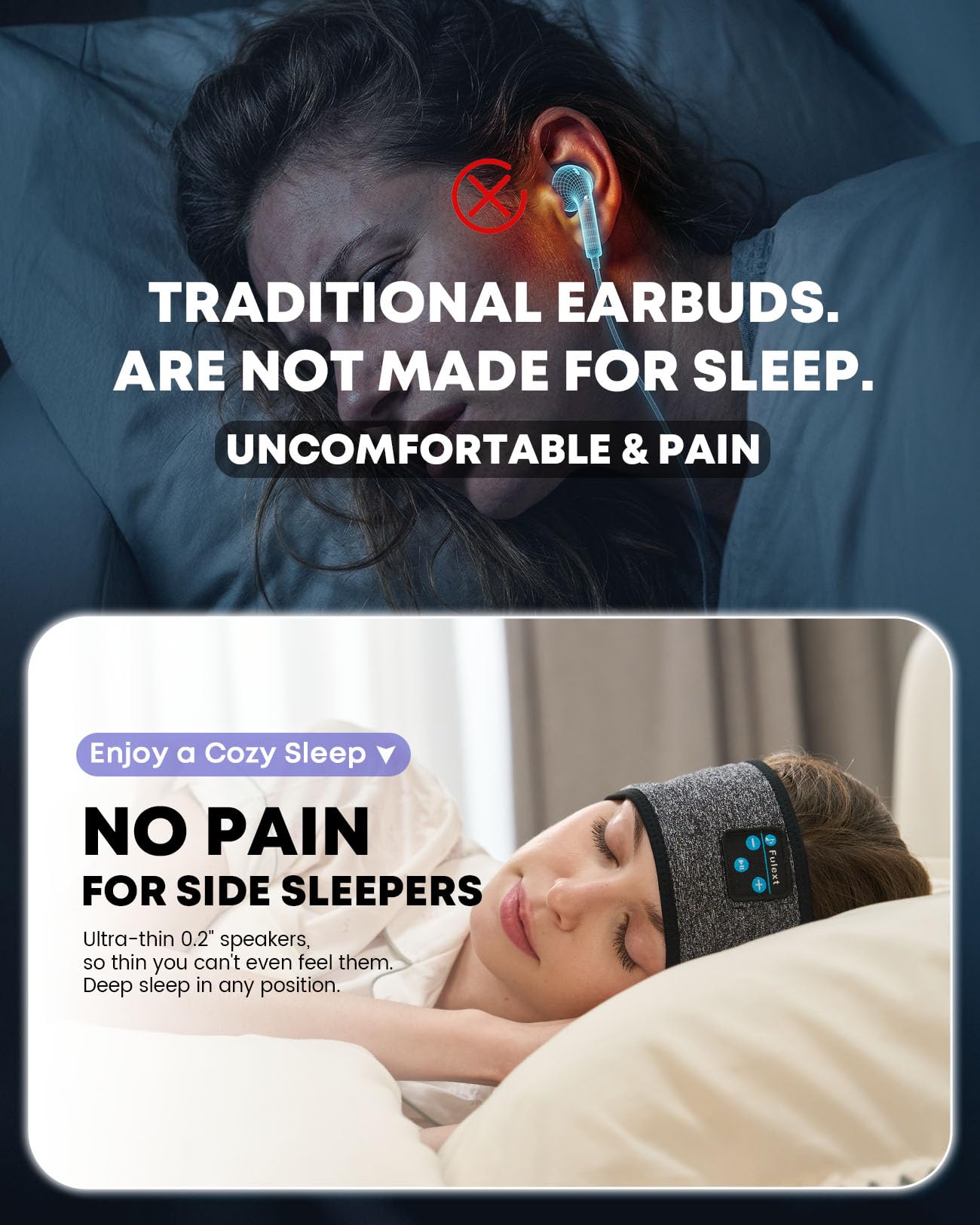 Auriculares para Dormir con Diadema Bluetooth para Dormir, inalámbricos con cancelación de Ruido para Dormir de Lado, Siesta de Oficina, Viajes aéreos, relajantes, meditación