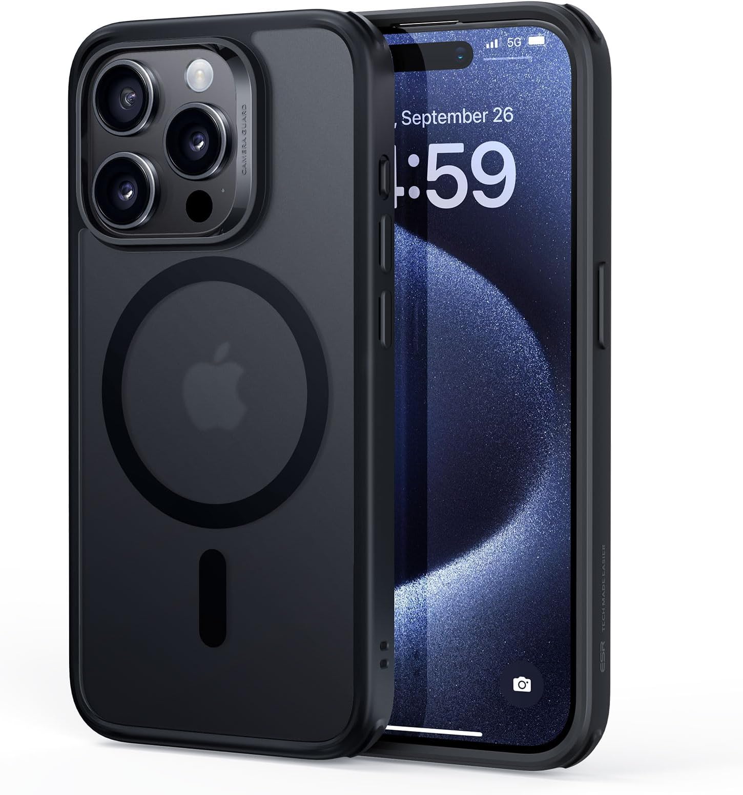 Jetech Magnetic Silicone Case For IPhone 15 Pro Max 6.7-Inch, Compatible With MagSafe, Phone Cover With Camera Lens Full Protection (Black