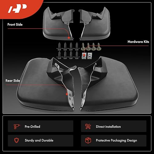 Miniatura 3 de A-Premium Juego de 4 guardabarros con accesorios compatibles con Toyota FJ Cruiser 2007-2014, Sport Utility, delantero y trasero (lado del conductor