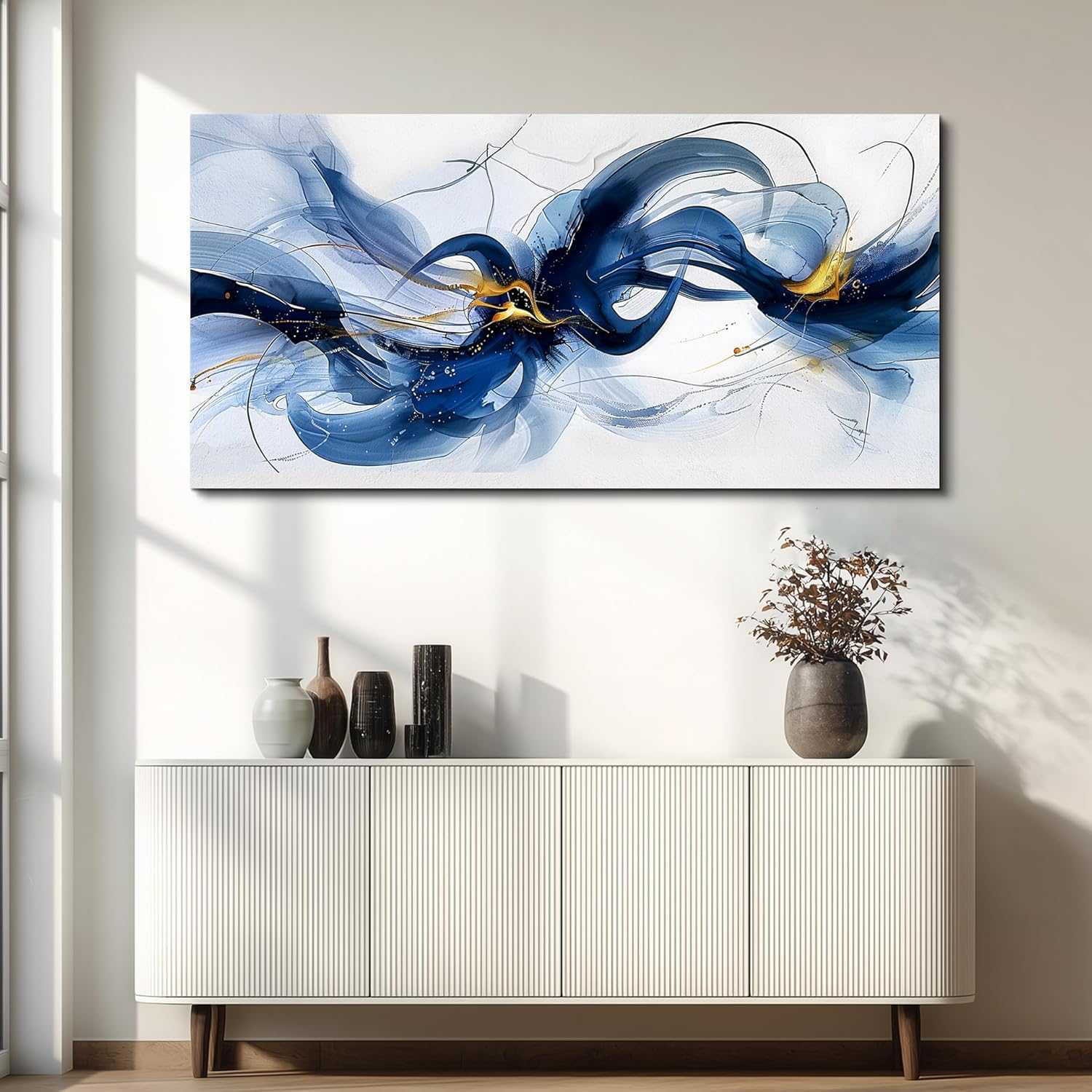 lianyibo Large Canvas Wall Art For Office Wall Decorations For Bedroom Abstract Ink Painting Artwork Living Room Home Decor(70x140/Frameless)