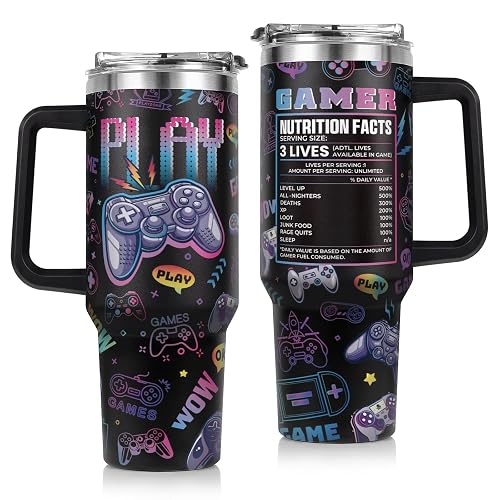 Shqiueos Gamer Gifts for Men Teen Boys 40oz Tumbler with