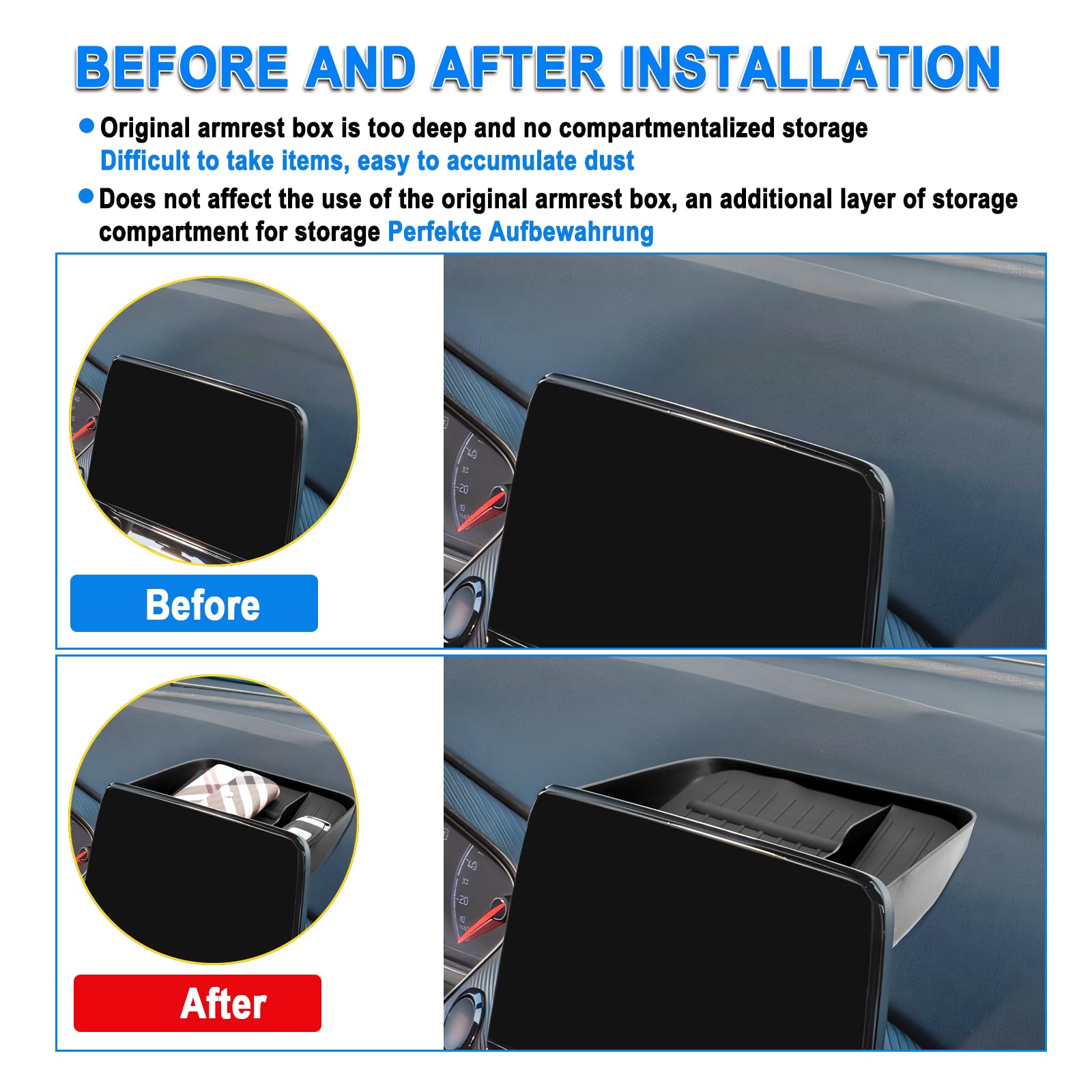 SHAOHAO Compatibile con Ford Puma MK2 / Kuga MK3 / ST/ST Line X 2020 2021 2022 2023 2024 Box Posteriore per Lo Schermo di Navigazione Console Centrale Immagazzinaggio Ford Puma Accessori Nero