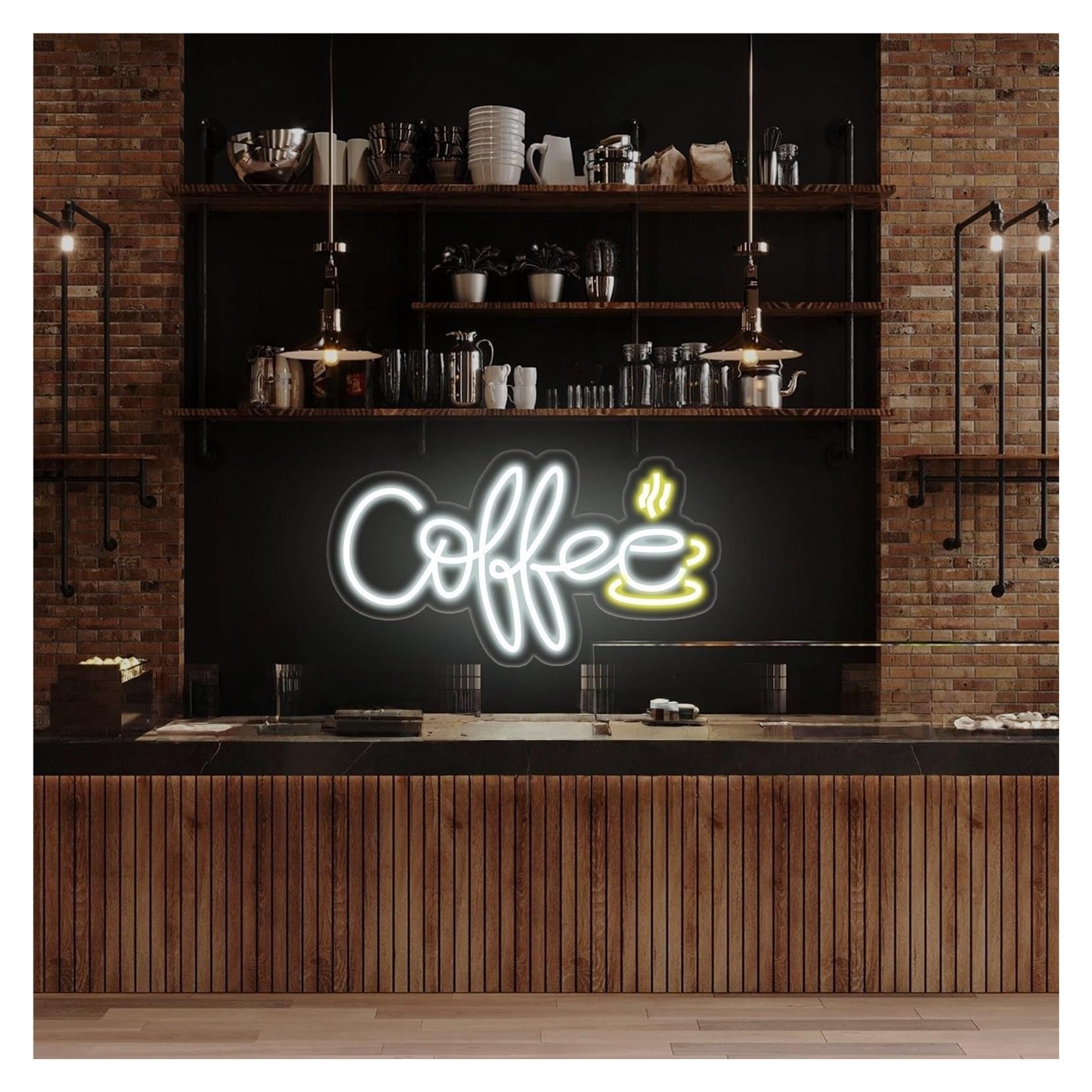 RONGCH Hanging Art Signs Coffee Neon Sign,Suitable for Drink Shop Kitchen Home Wall Decor with Dimmable 27cmx50cm(A)
