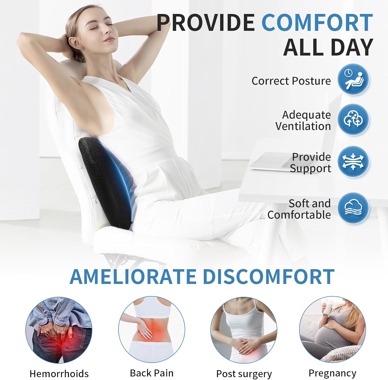 ランバーサポートピロー 車用 低反発素材 背中サポート 腰枕 車 ゲーム オフィスチェア 人間工学 腰痛緩和 柔らかさ 通気性 取り