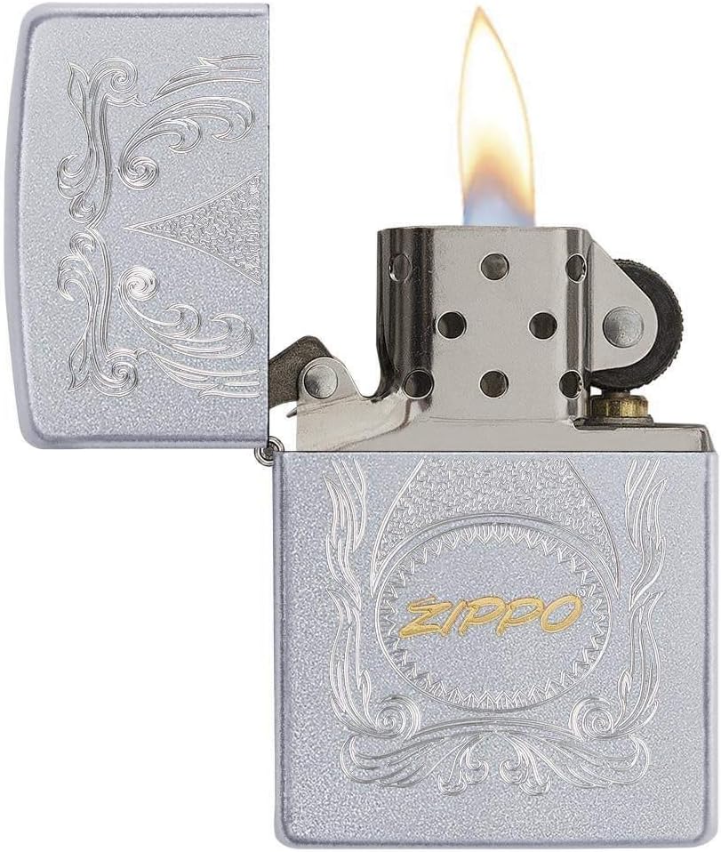 Zippo Two Toned Satin Chrome Pocket Lighter, Satin Chrome Two-Tone Gold/Silver, One Size
