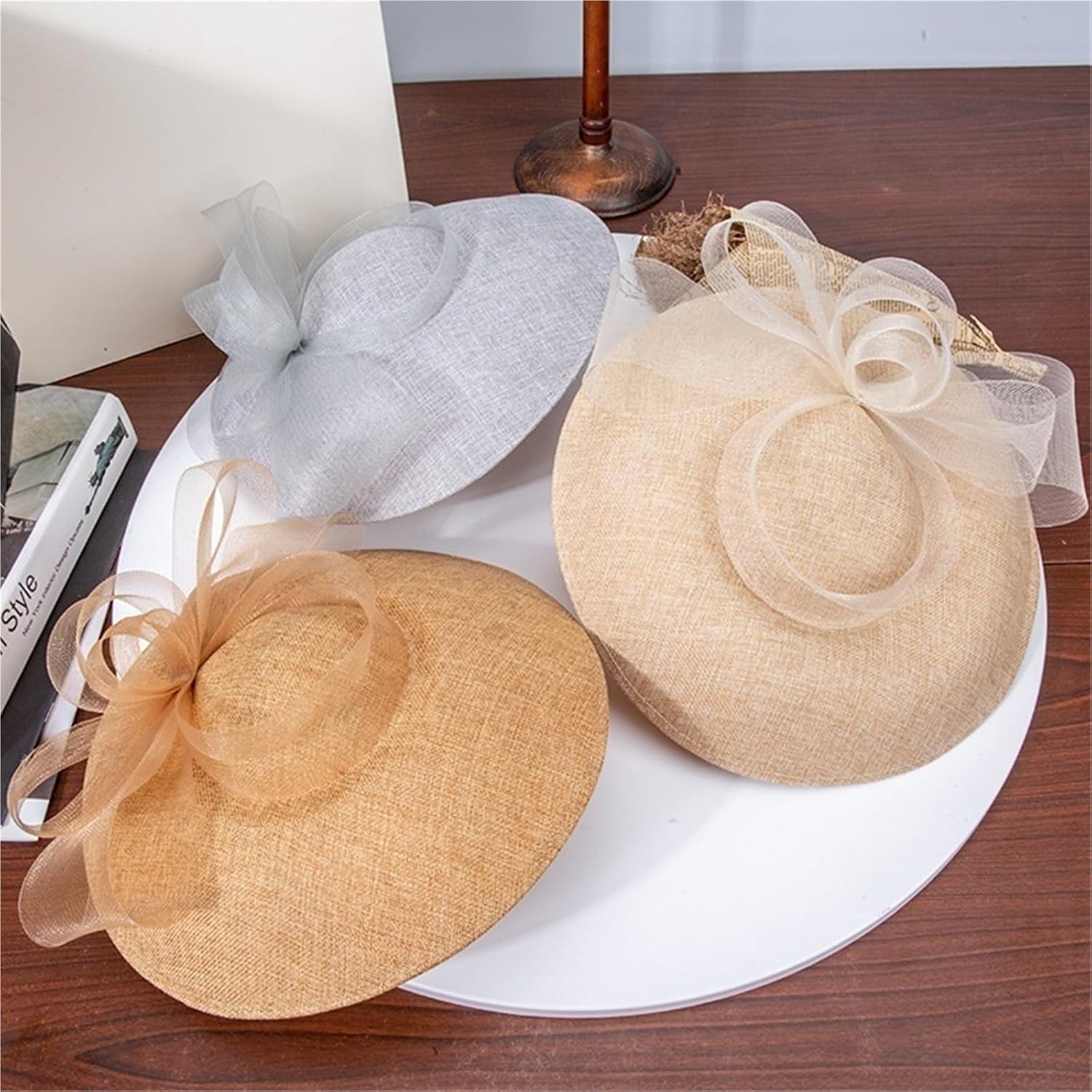 2026 Spring and Summer Large-Brimmed hat for Women French Retro Headwear Bow Headband Banquet
