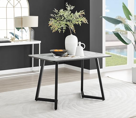 Furniturebox UK - White Marble Effect Melamine Dining Table & 4 Cappuccino Corona Black Leg Chairs