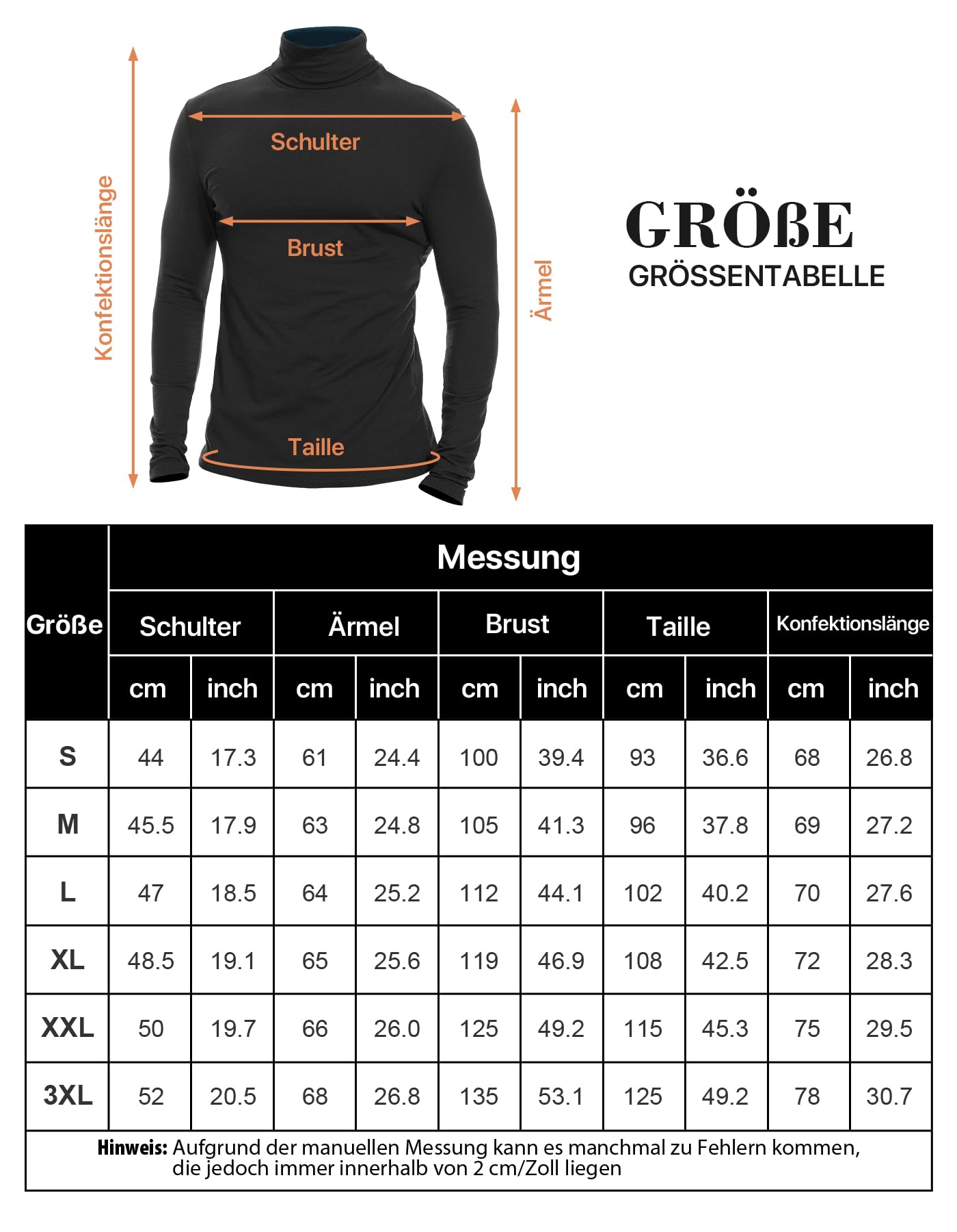 SIMIYA T-Shirt Basique à col roulé pour Homme - Coupe ajustée - Doublure en Peluche - sous-vêtements Thermiques - Manches Longues - Élastique - Hauts Thermiques Homme - Confortable et Respirant
