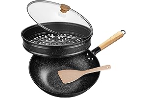 Exceptional Non-Stick Wok with Convenient Steamer Basket