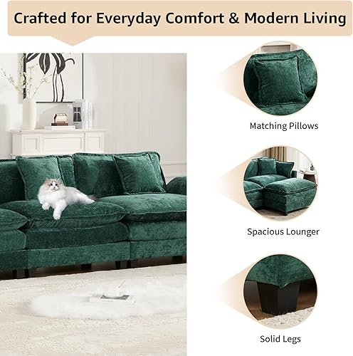 Miniatura 6 de Sofás modulares grandes y modernos de 76.7 pulgadas para sala de estar, sofá modular de chenilla, sofás de 2 plazas de gran tamaño para apartamento,