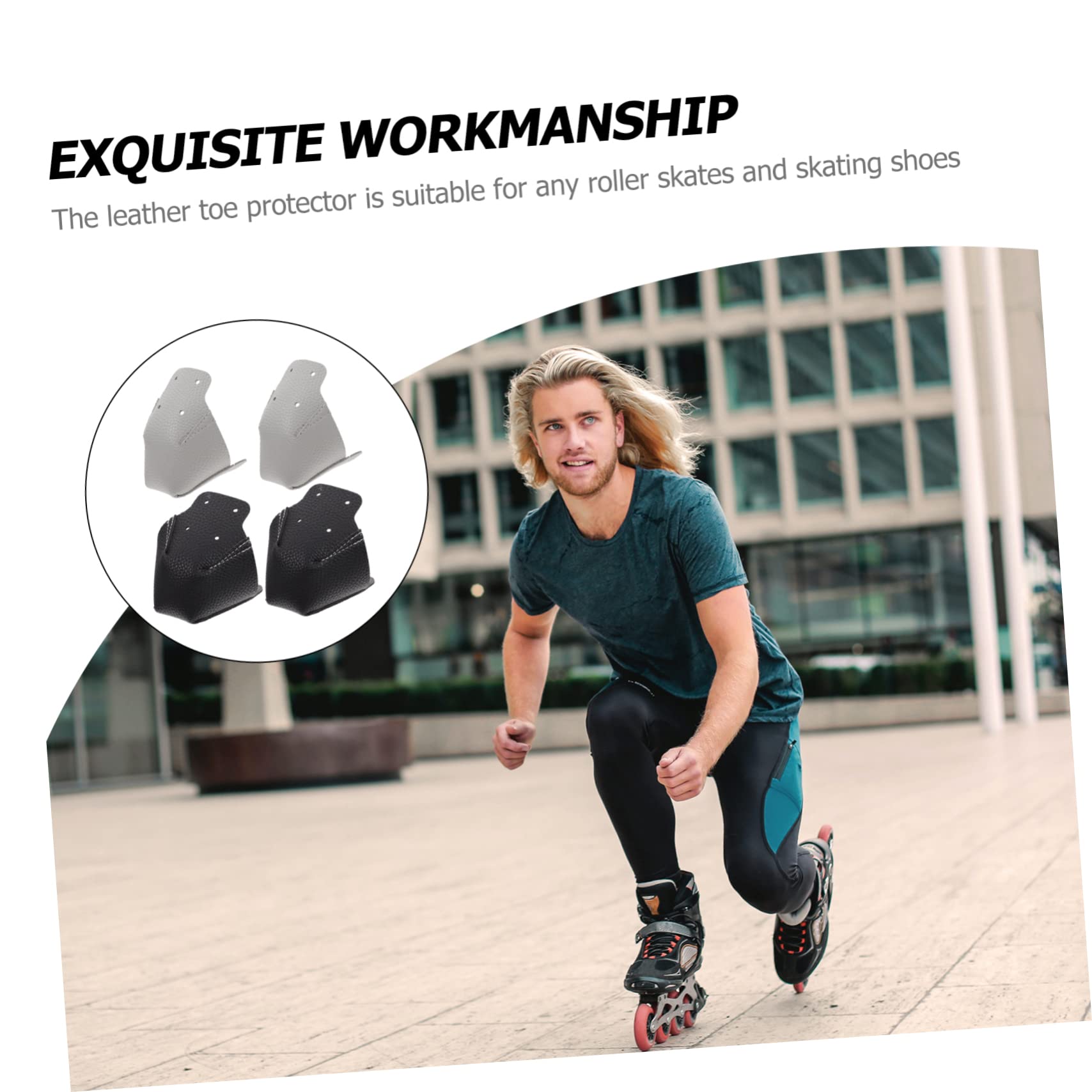 Skate-Stiefel Rollschuh-zehenkappen Zehenkappen Rollschuhe Schlittschuhe Schlittschuh-zehenstopper Skate-Pads Skaterschuhe Rollstiefel Rollen Roller Leder Black