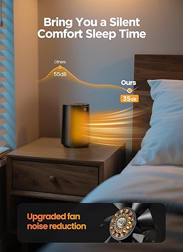 Miniatura 5 de GiveBest Calentador de espacio, calentadores eléctricos portátiles para uso en interiores con termostato y control remoto, oscilación de 70,