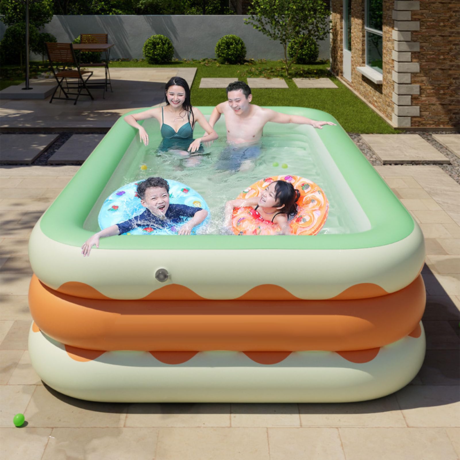 Inflatable Pool,3 Layers Thickened Family Swimming Pool for Toddlers, Outdoor, Garden, Backyard, Summer Water Party (1.5M)