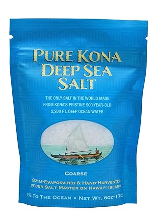 Pure Kona Deep Sea Salt Coarse/Grinder Refill 6oz. Bag - Pure and Premium 100% Hawaiian Kona Deep Sea Salt