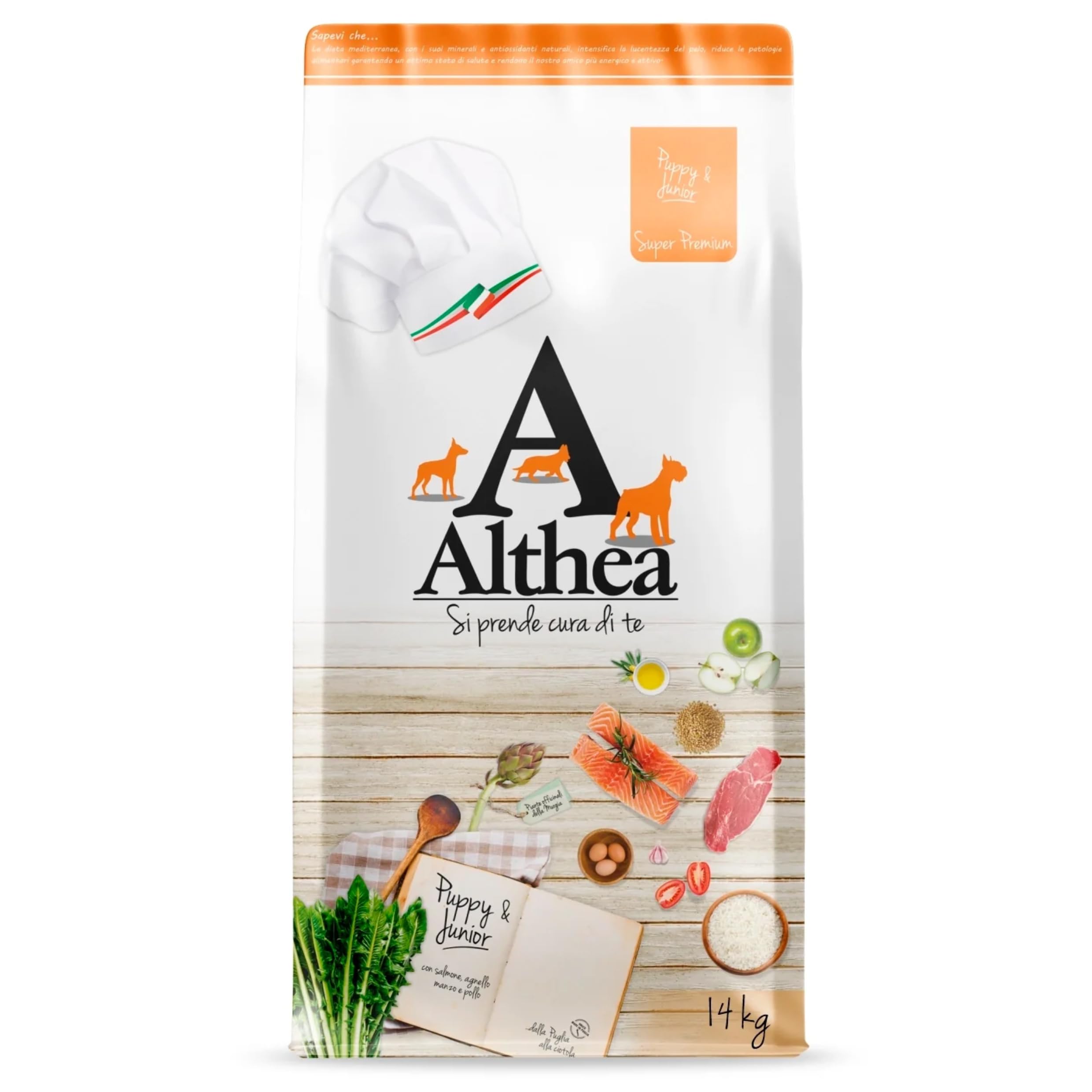 Pet's Garden Althea Puppy e Junior - Crocchette per Cani Ideale per Cane di Taglia Medio Grande a Base di Carne con Manzo Pollo e Agnello Cibo Secco Sacco da 14 kg Prodotto Italiano