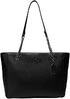 Coach Women's Cammie Chain Tote Bag - Refined Pebble Leather, Spacious Day or Weekender with Zip Closure & Pockets