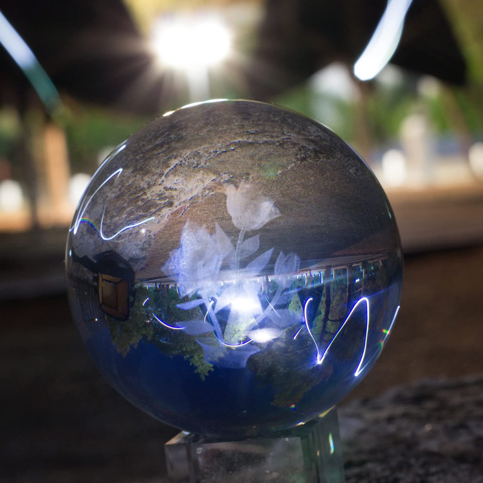 Sfera di vetro K9, 80 mm, sfera di cristallo trasparente, per fotografia, sfera di cristallo trasparente, con base rotonda in legno, per accessori fotografici, pallina da divinazione, regalo per
