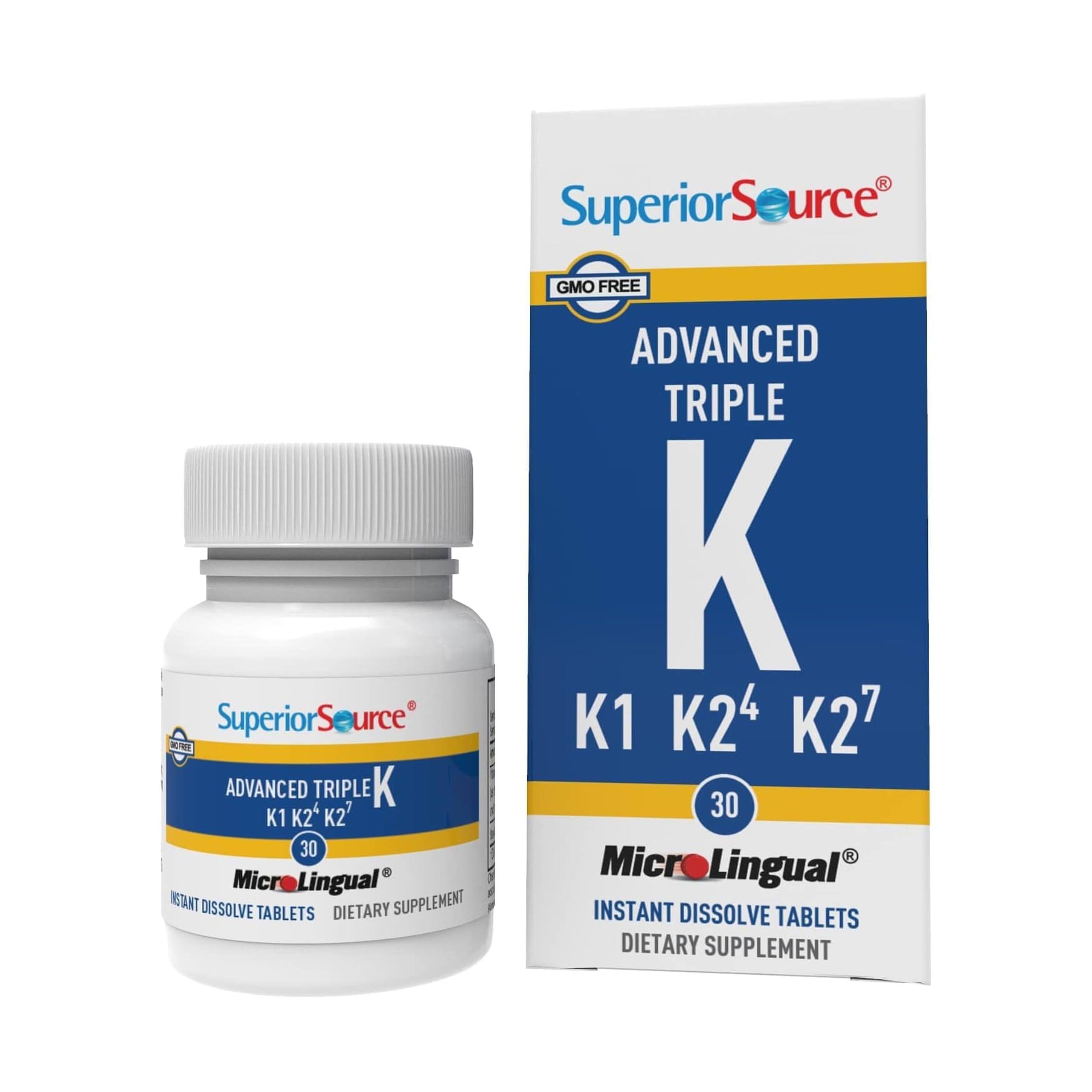 Superior Source Advanced Triple K, Vitamins K1 &amp; K2 (MK-4), K2 (MK-7), 30Ct