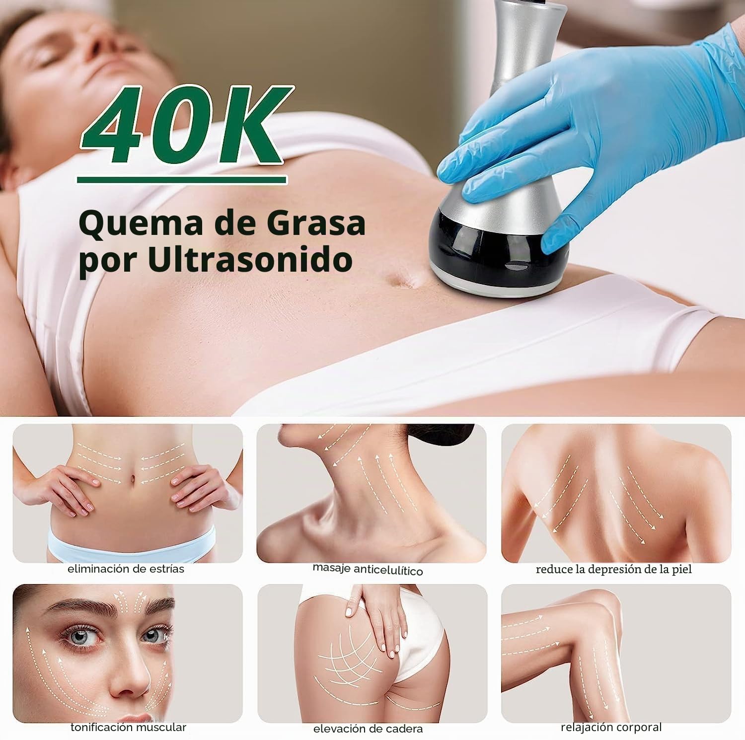 Cozion Radiofrecuencia Facial y Corporal Profesional 40K cavitacion y Radiofrecuencia Aparatos Masajeador anticelulitico Máquina de Adelgazamiento de Belleza Masajeador Celulitis (S)