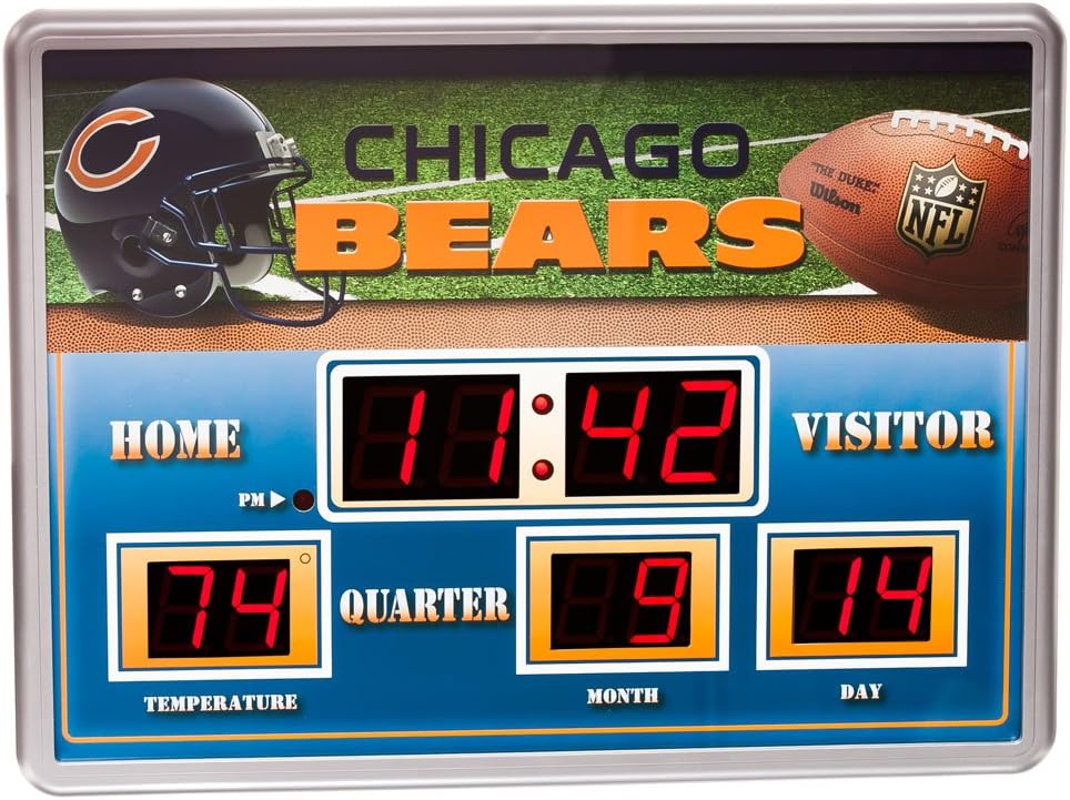 Team Sports America NFL Chicago Bears 14x19 Inch ScoreBoard-Clock-Thermometer (NG)