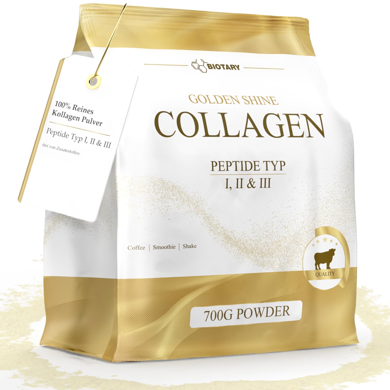 Poudre de Collagène 700 g Hydrolysat de Collagène 100% Pur Peptides de Type 1, 2 et 3, Excellente Solubilité Goût Neutre Formule Pure Qualité Contrôlée