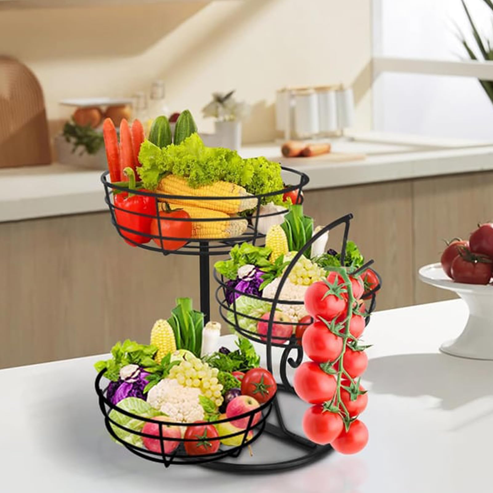 Almacenamiento de frutas para encimera - con gancho de almacenamiento para plátanos,Encimera de | Para Armarios, Apartamentos, Restaurantes, , Comida, Verduras, Pan y Snacks