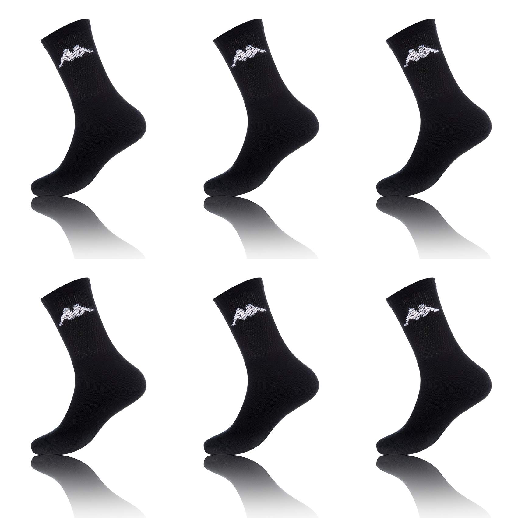 Kappa Men's KAP/AM/TNX6 Sport Socks, Black, 39/42 (Pack of 6)