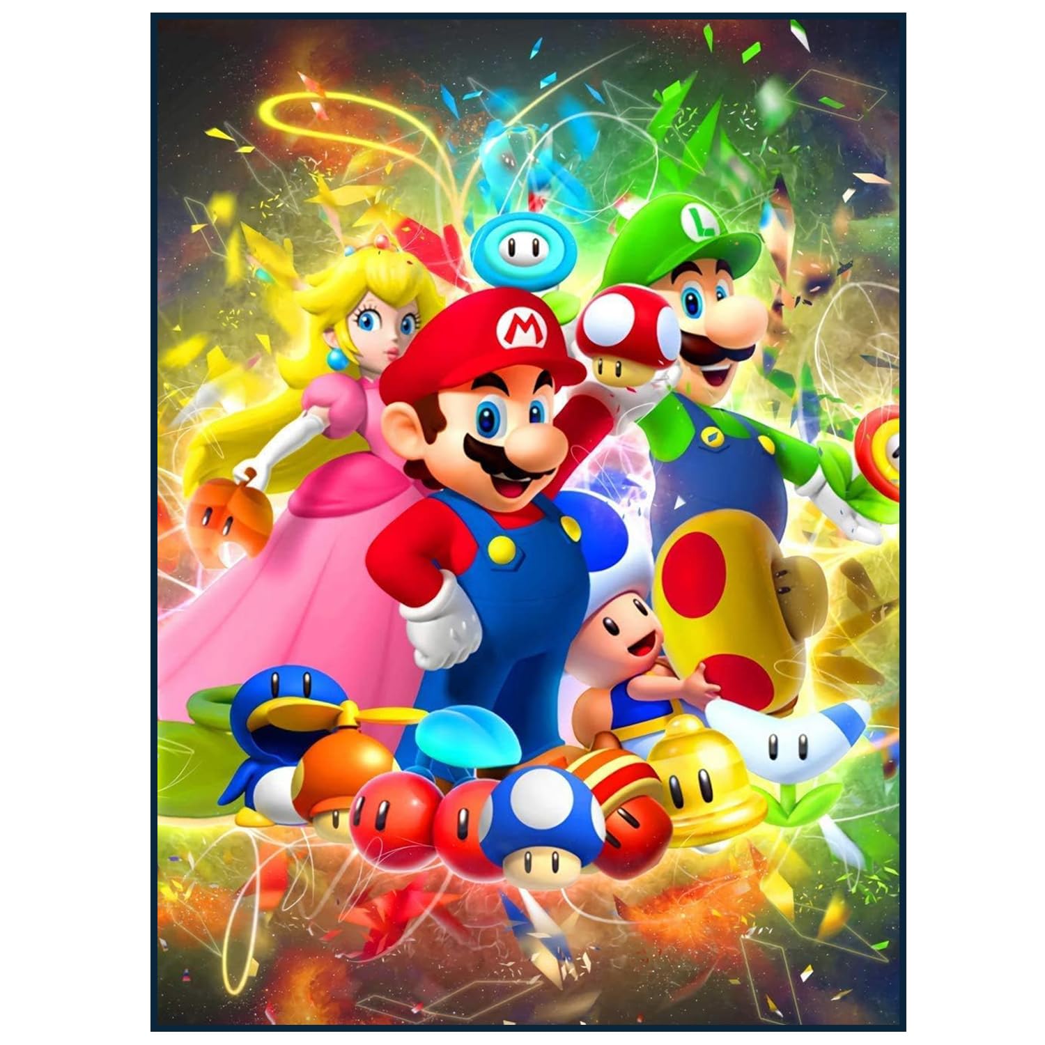 SCOOVY Mario 5D Pintura de Diamante Kit, Diamond Painting Kit para Niños, DIY Cristal Pintura de Diamante para Adultos, La Diamante Pintura se usa para la decoración de la pared del hogar y el regalo