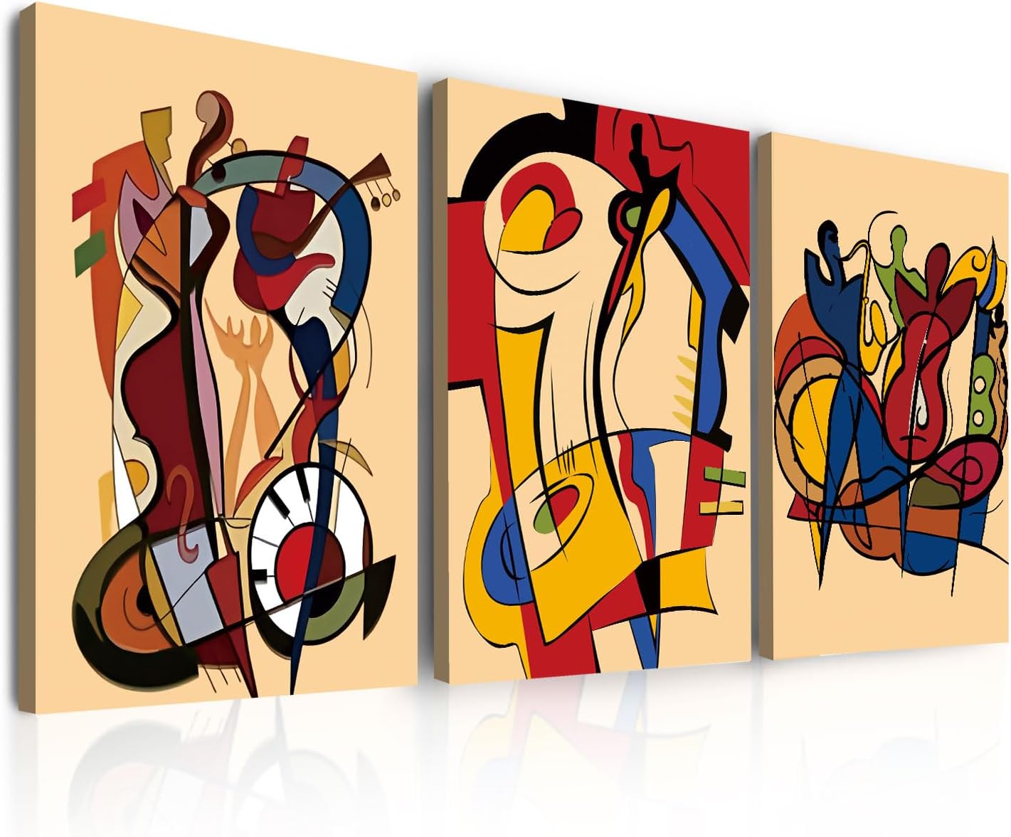 Colorful Abstract Wall Art Modern Street Graffiti Pictures Wall Decor Set of 3 Pcs, Colors Music Canvas Prints Posters Fantasy Paintings Home Artwork for Bedroom Living Room Home Decoration 12x16“