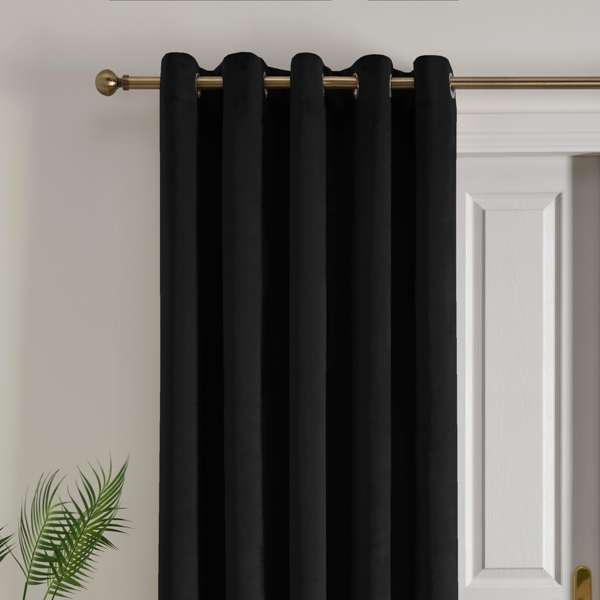 Laurence Llewelyn-Bowen Montrose Velvet Curtain, Single Panel W66 x L84" (168x214cm), Black Eyelet, Thermal & Soundproof - Image 2