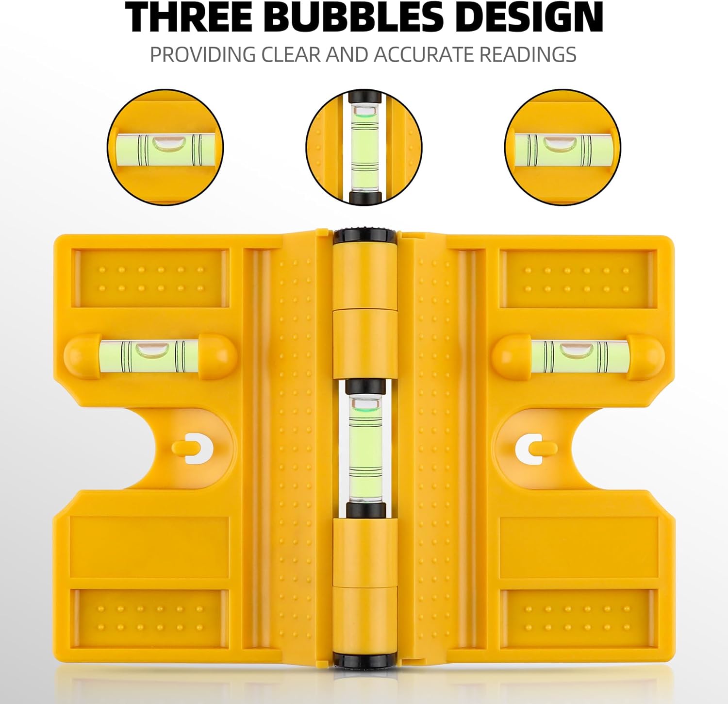 Magnetic Post Level, 270° Adjustable Folding Post Level with 3 Vials, Elastic Loop for Hands-free Work - 2 PCS