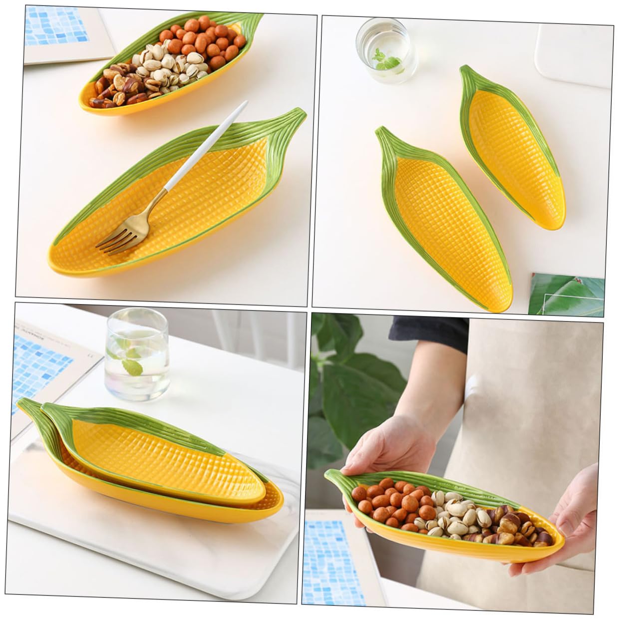 Luxshiny 1Pc Lovely Ceramic Corn Refreshment Plate Chic Food Plate for Table Snacks Smooth Edges Design for Serving Appetizers and Desserts