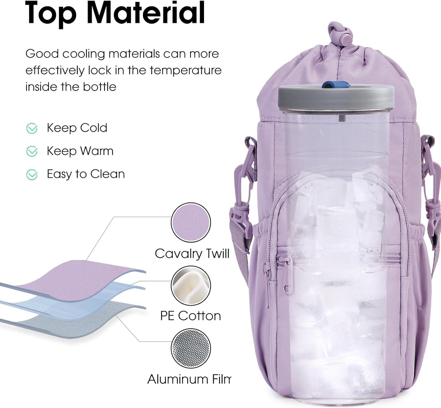 sportsnew Magnetic Gym Water Bottle Bag for for Stanley 40oz with Phone Pocket and Water Bottle Holder Crossbody Bag with Strap