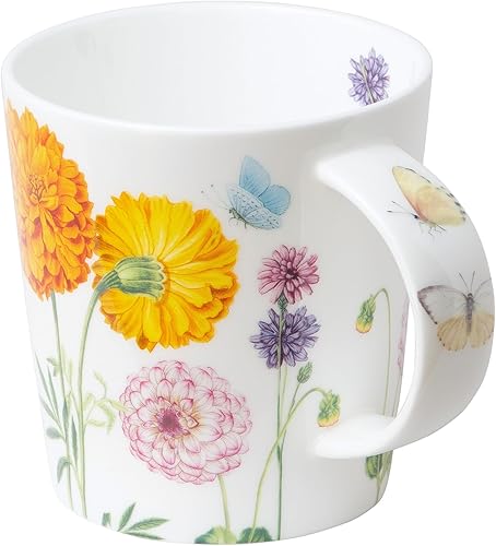 Miniatura 2 de Grace Teaware - Taza de cafété de porcelana de hueso único en caja de 16 onzas (mariposa de dalia)
