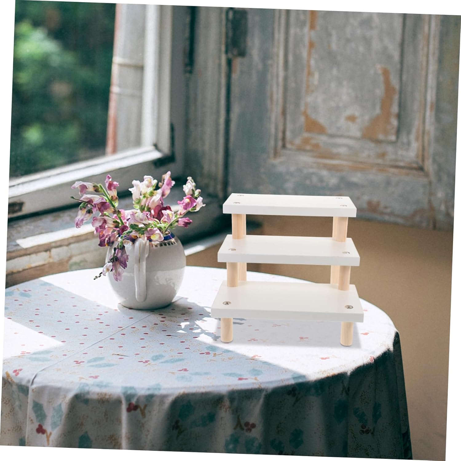 Display Stand Multipurpose Organizer Rack for Statuettes Collectibles Sturdy Wood Shelf for Desktop Perfume Figure Storage