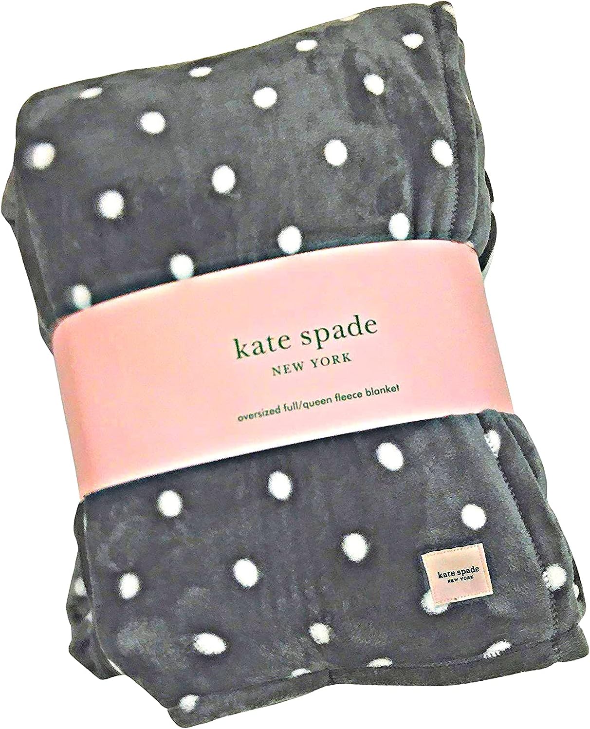 Kate Spade Velvet Soft Plush AllSeason King Blanket Gray with White Polka Dots