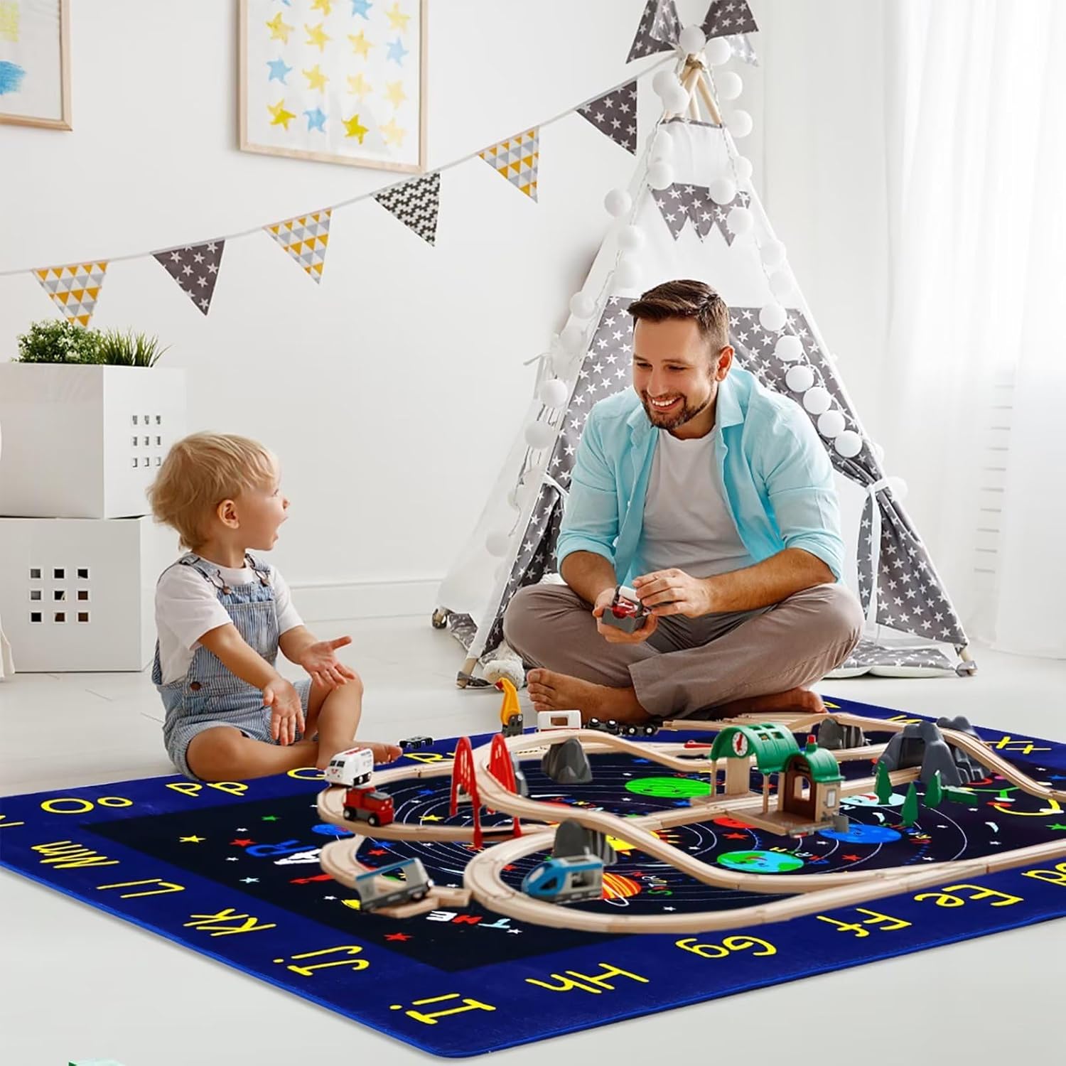 NANAN Kids Rug 8x10 for Bedroom, Classroom, Playroom - Extra Large Soft Crawling Play Mat, Educational Alphabet Nursery Area Carpet for Children and Toddlers