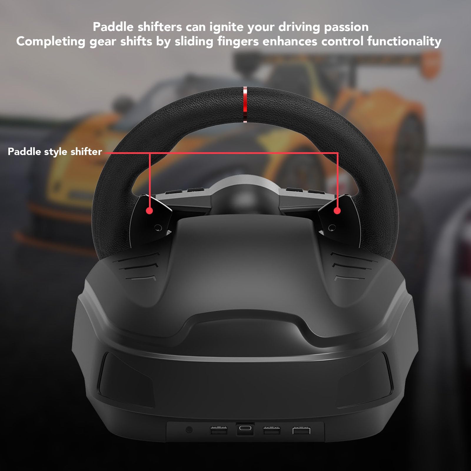 Cuifati Juego de Volante de Carreras de 270° con Pedales Hall y Paletas de para Simulador de Conducción de Juegos de PC