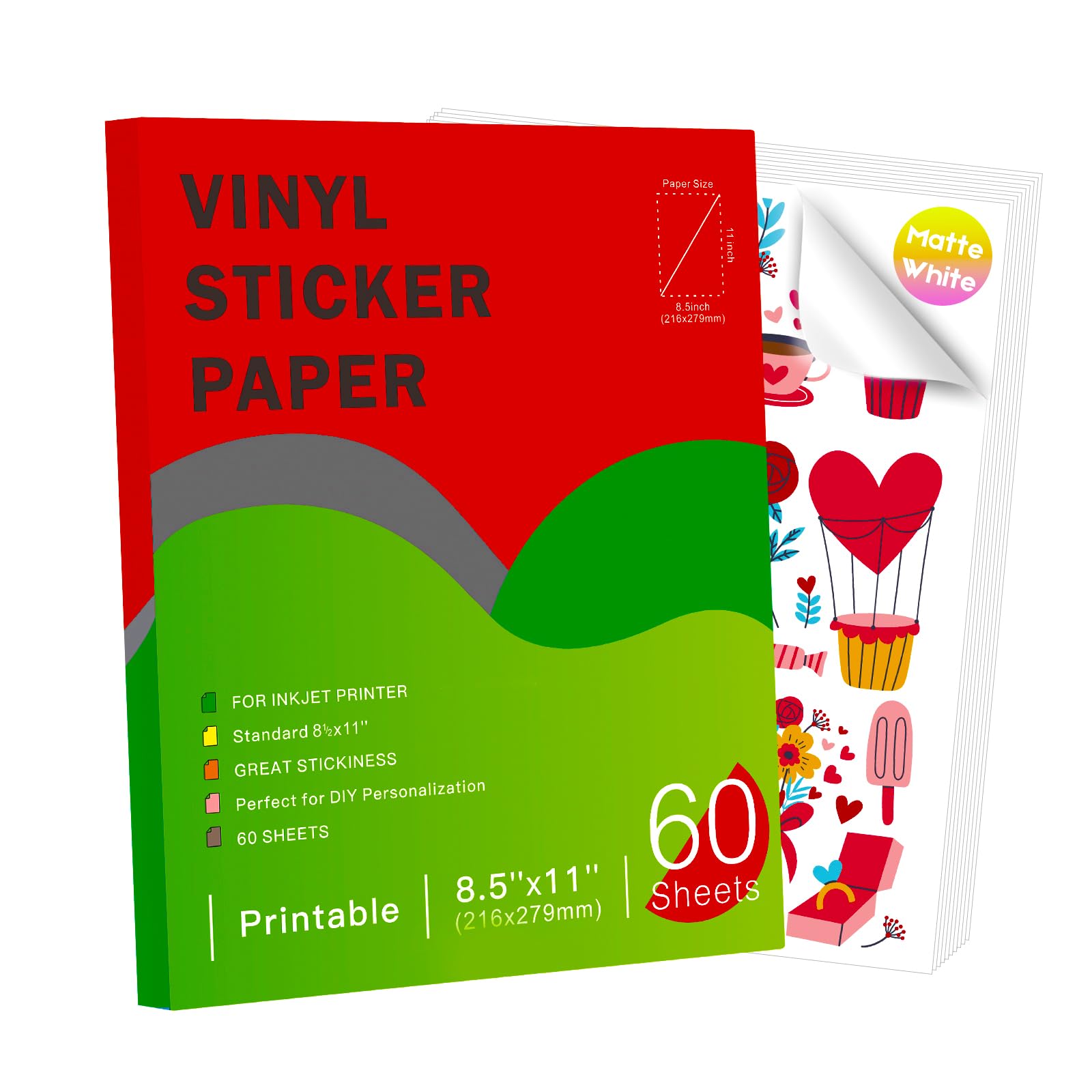 100 Sheets Inkjet Sticker Paper 100 Sheets Premium For Inkjet Printable ...