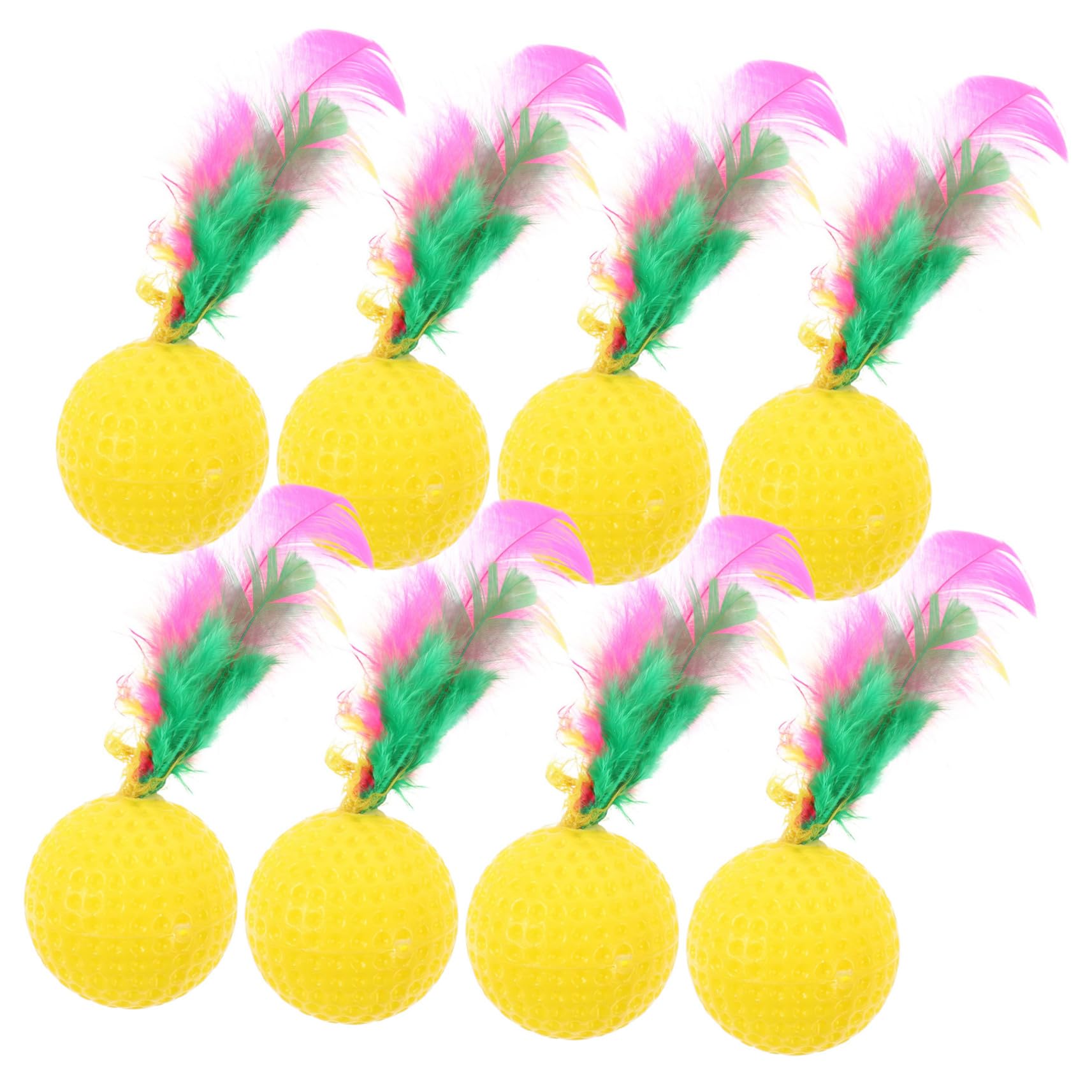 TOYANDONA 24pcs Cat Toy Balls Colorful Cat Balls with Feather Interactive Teaser Toys for Cats Golf Sponge Bouncy for Cats and Kittens Pet Supplies for Home and Shop