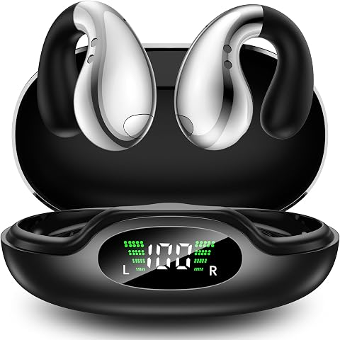 Boytond Ultra Open Ear Earbuds - Open Ear Wireless Headphones, Easy Daily Use with Charging Case,Classic Black